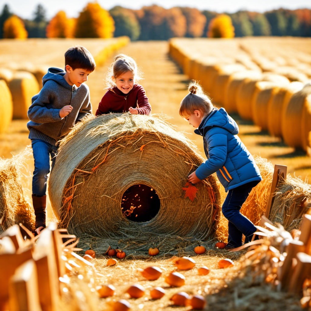 hay bale maze for kids