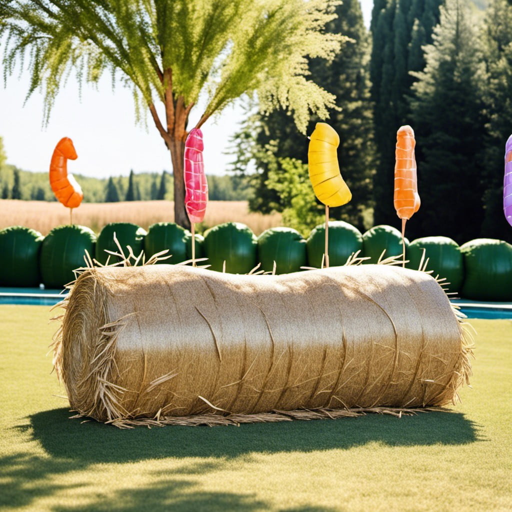 hay bale pool party floats