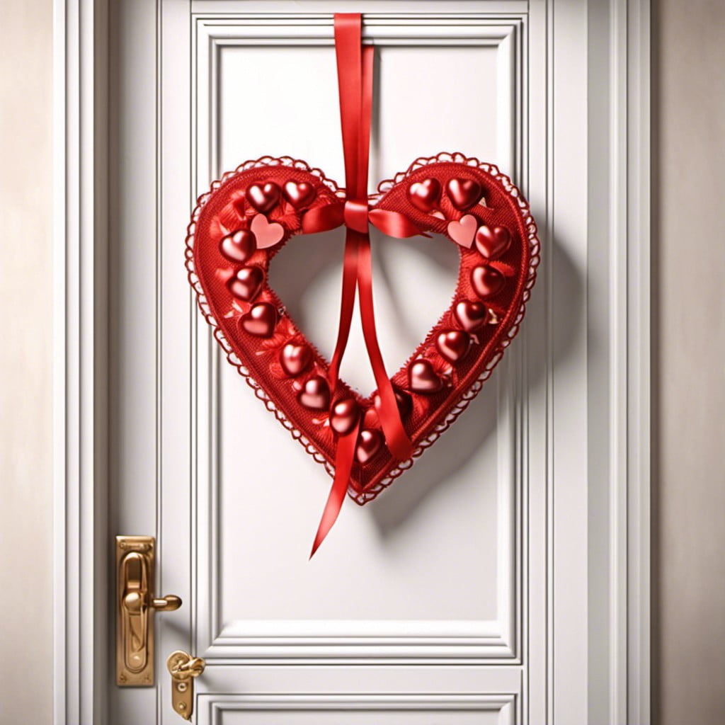 heart shaped red ribbon door decoration symbolizing love for a drug free life