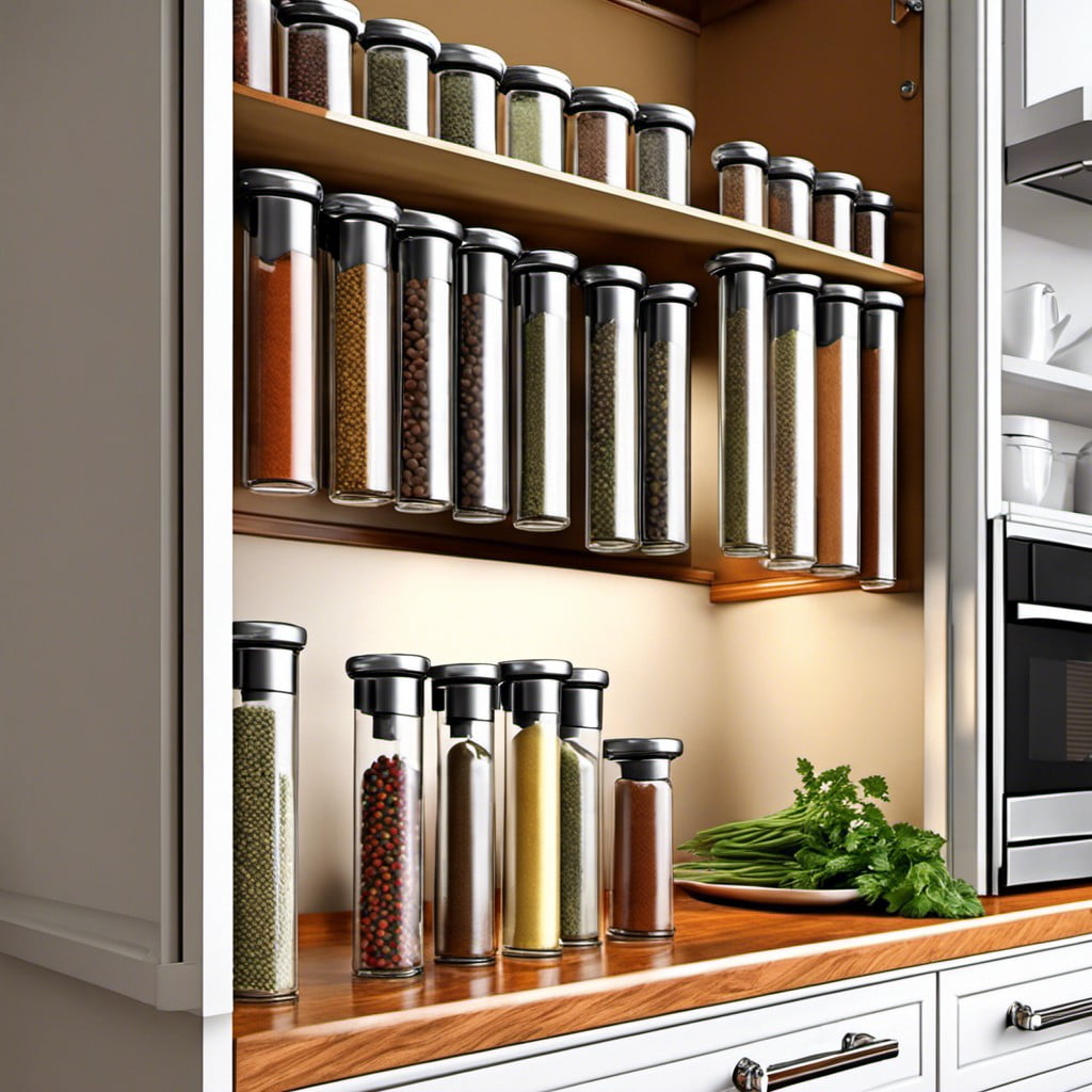 invisible spice rack using tension rods