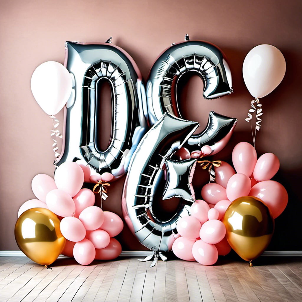 letter shaped balloons spelling the couples initials