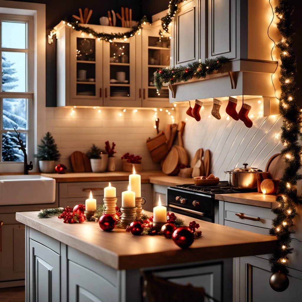 lighting up kitchen with twinkling fairy lights