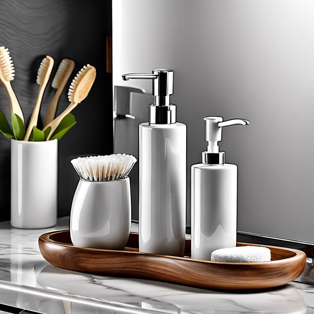 matching soap dispenser and toothbrush holder
