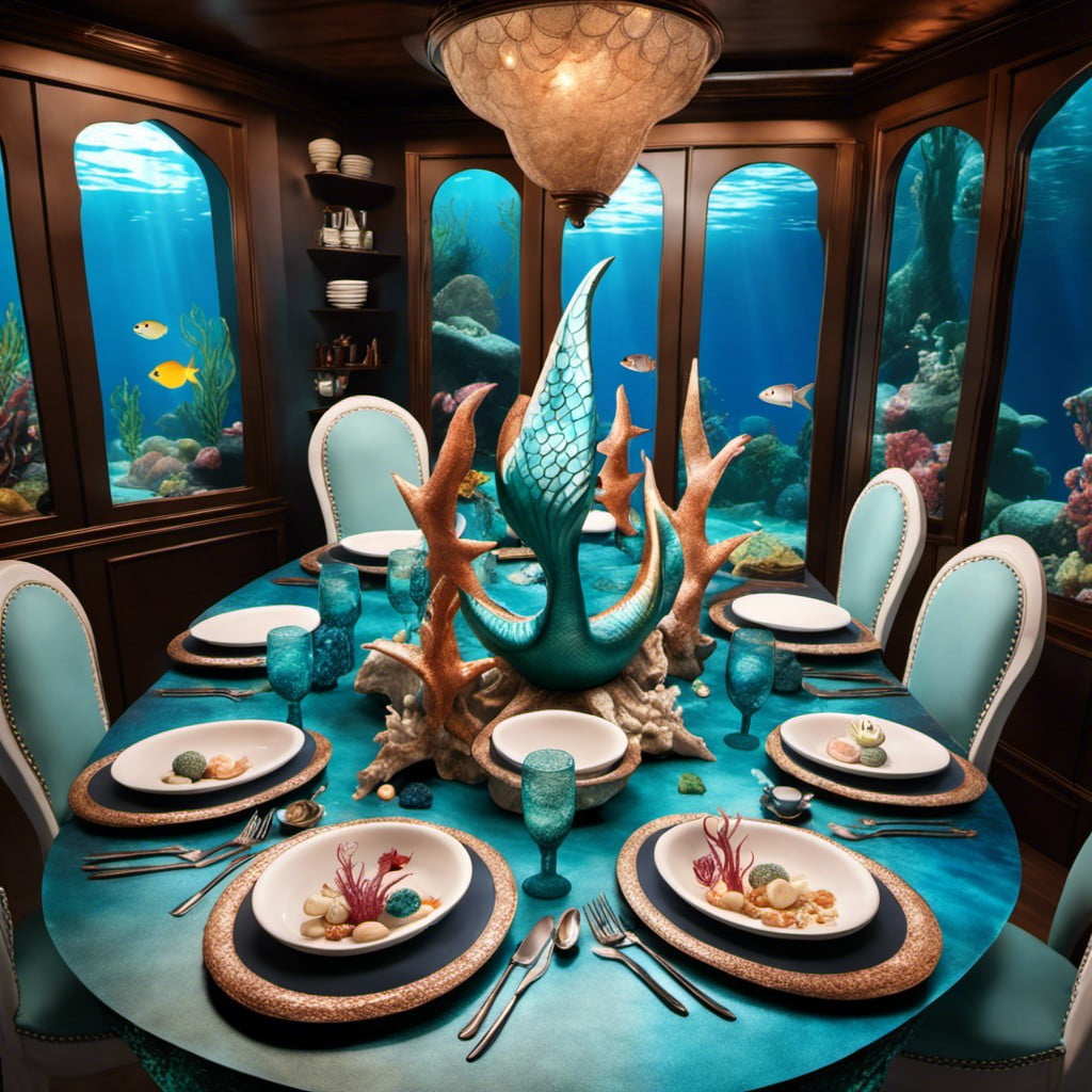 mermaid motif dining set