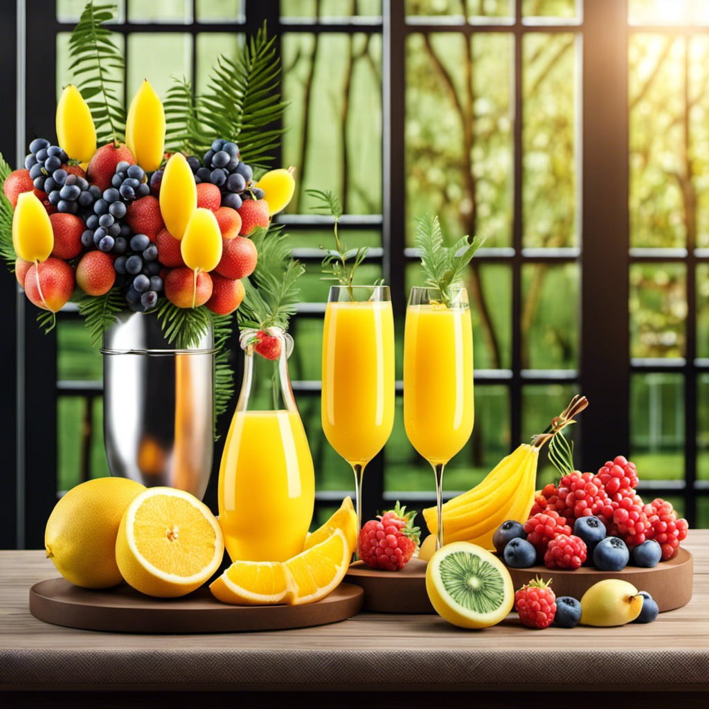 mimosa bar decorated with fresh fruits