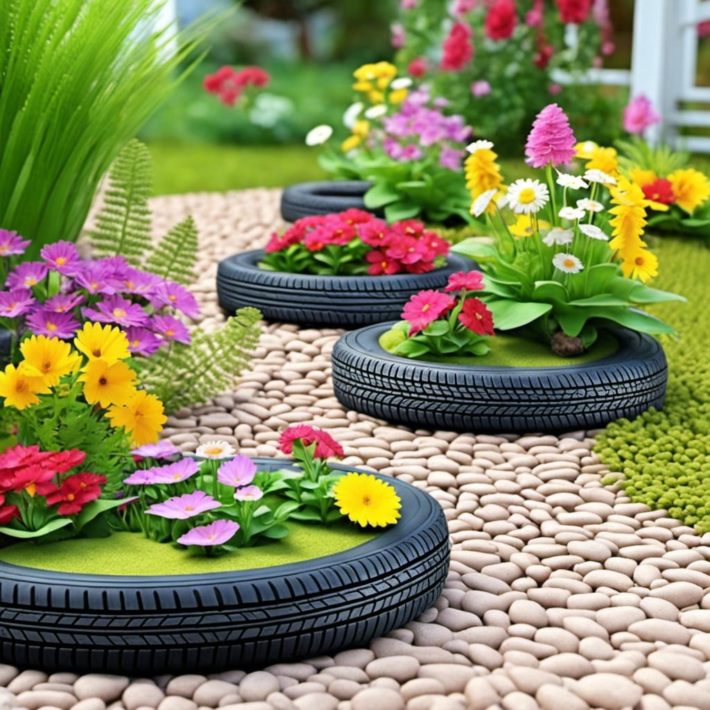 mini tire garden path