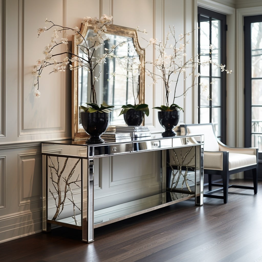mirrored console table for a glamorous look