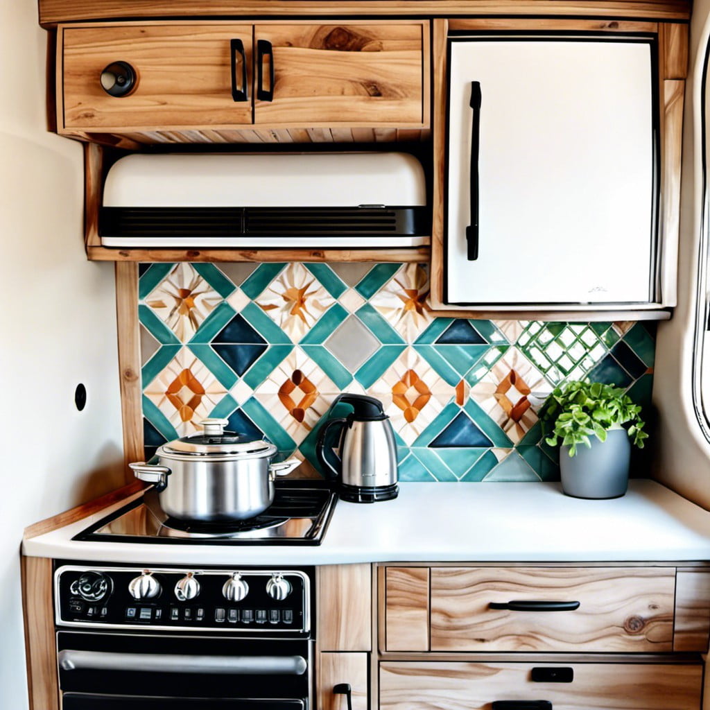 mosaic tile backsplash in the kitchen