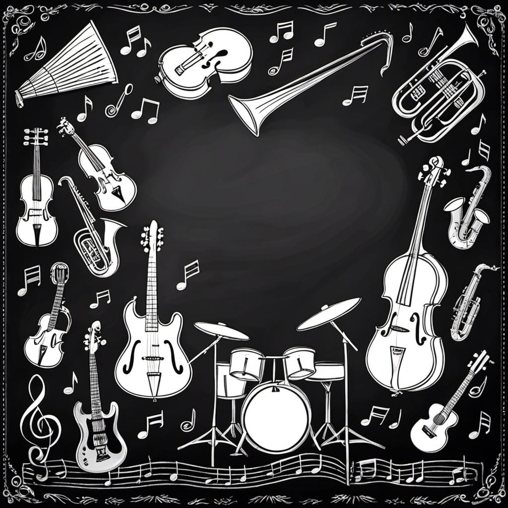 music notes and instruments