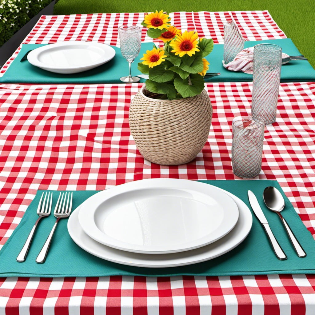 napkins and tablecloth with matching patterns