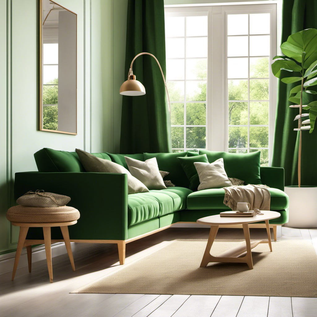 natural lighting to enhance green couch tones