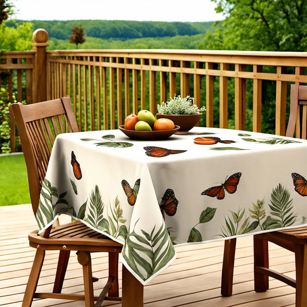 outdoor tablecloth weights with natural motifs
