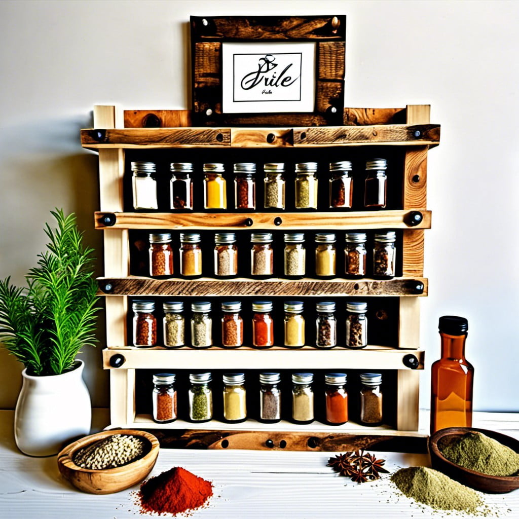 pallet style rustic spice rack