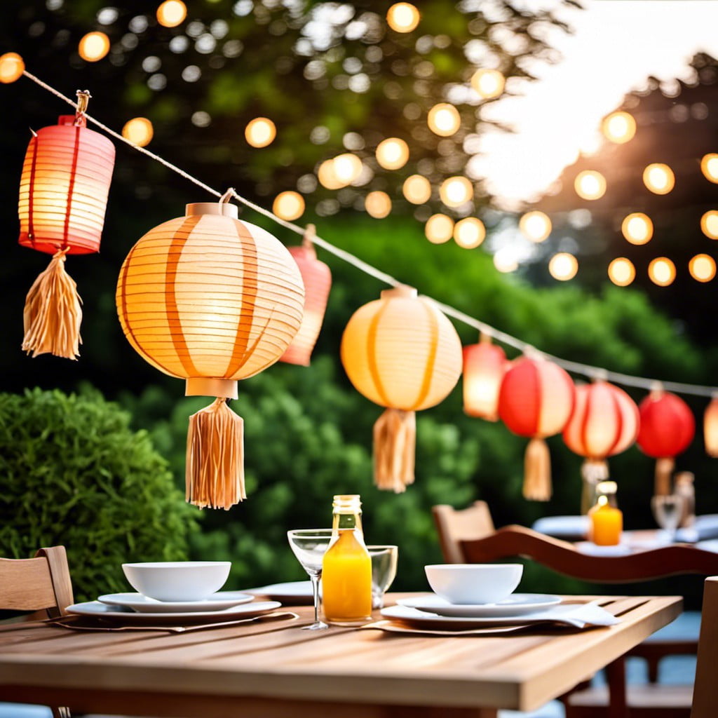 paper lanterns hanging overhead