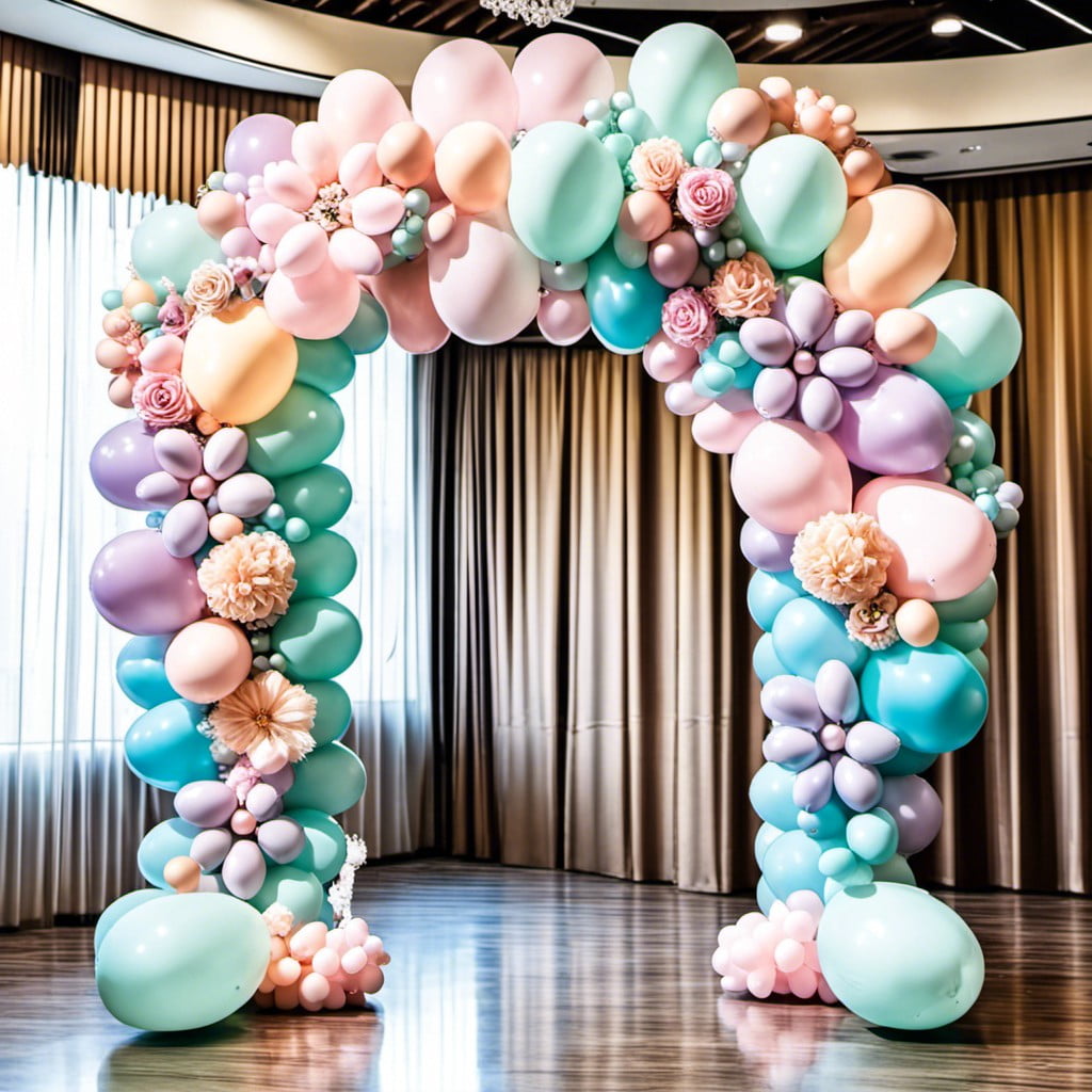 pastel balloon archways