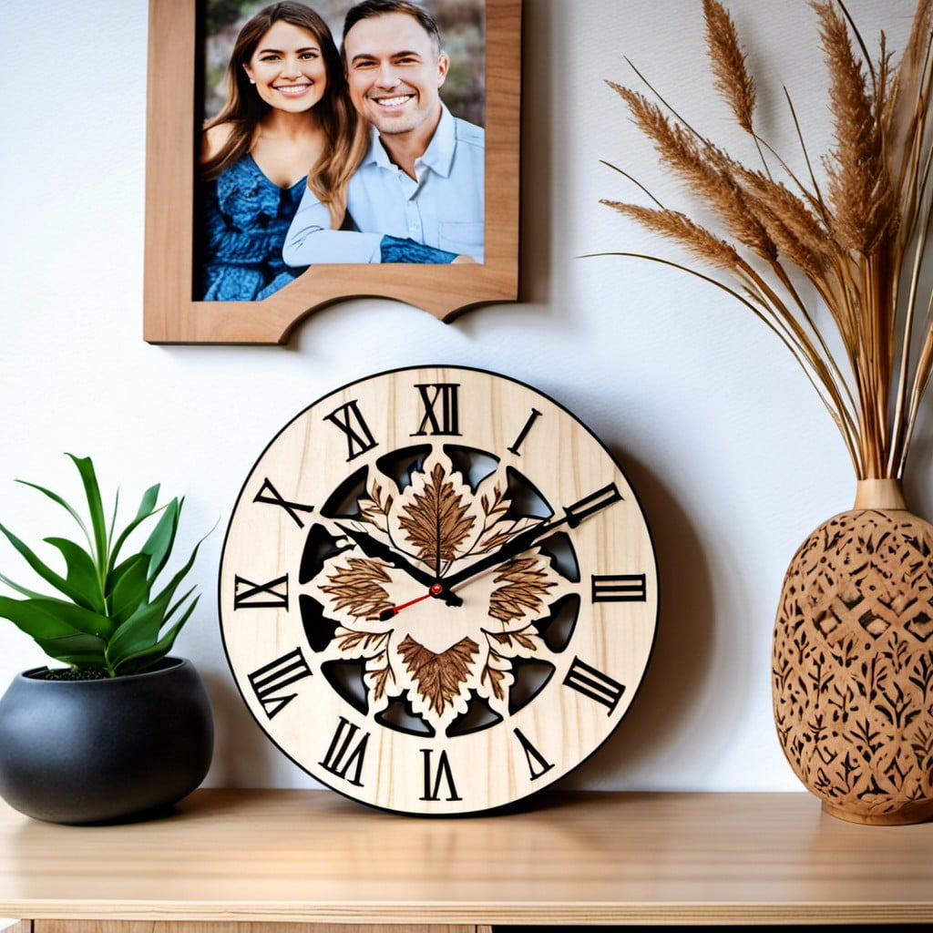 personalized carved wooden clock
