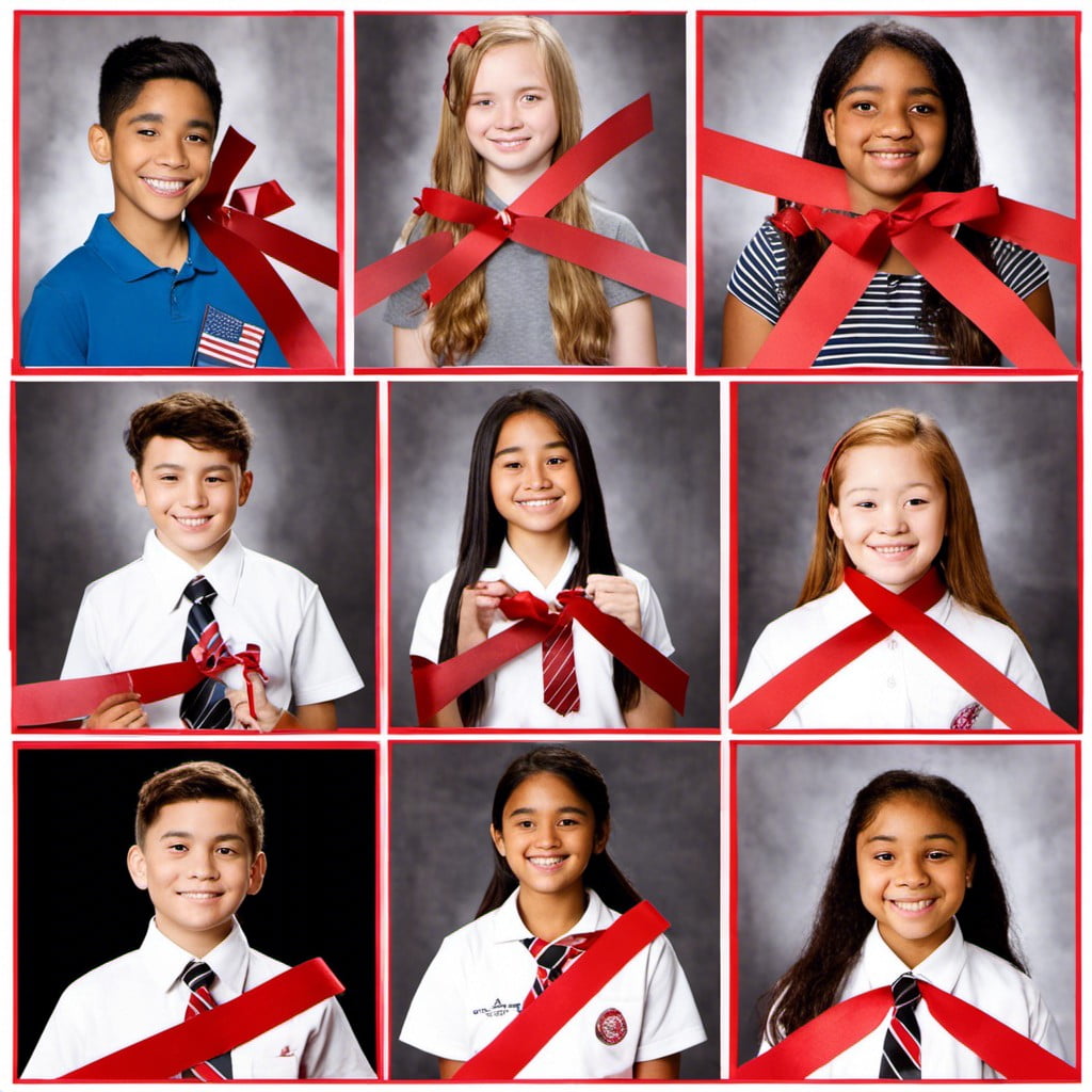 photo collage of students with red ribbons and pledges
