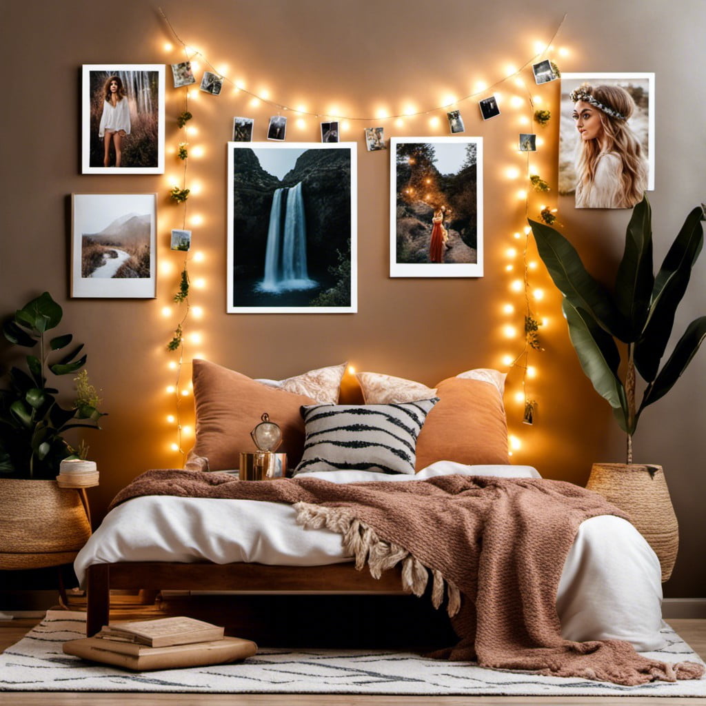 photograph collage with fairy lights