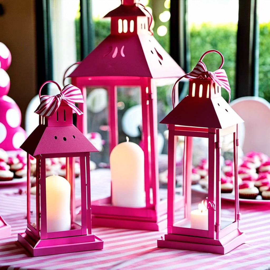 pink and white lanterns