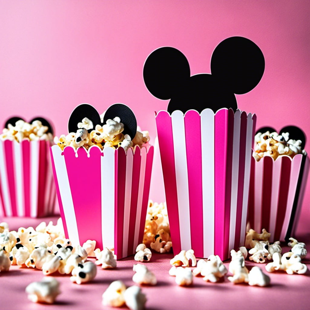 pink and white popcorn boxes