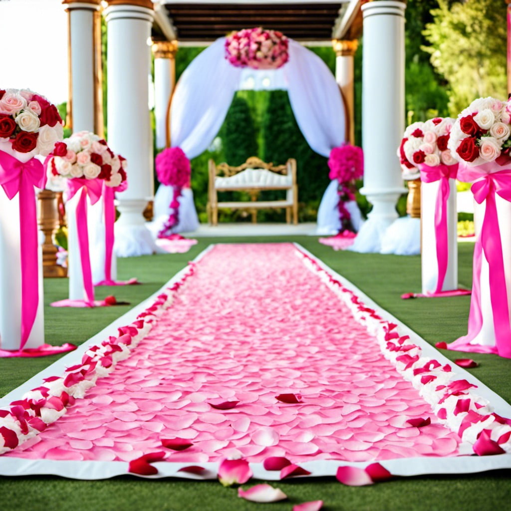 pink rose petal aisle runner