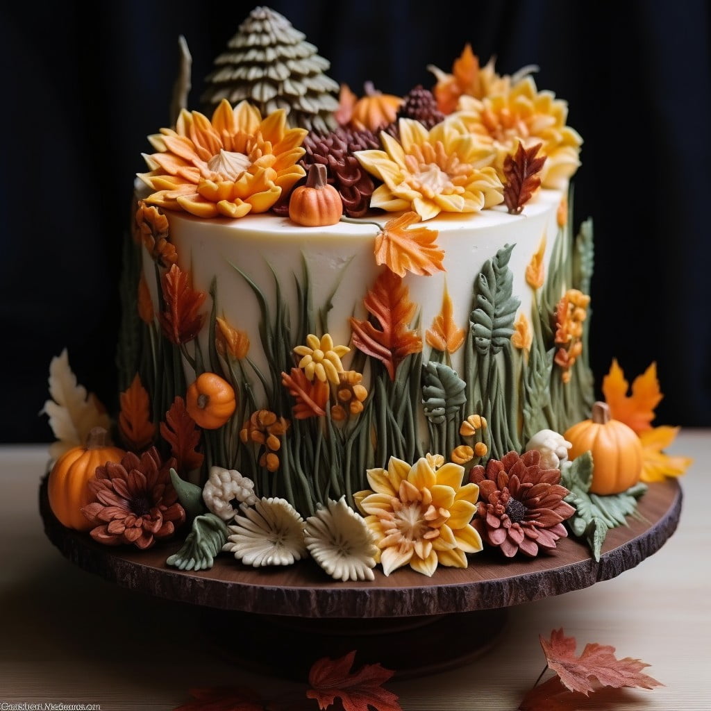 piped buttercream in autumn colors