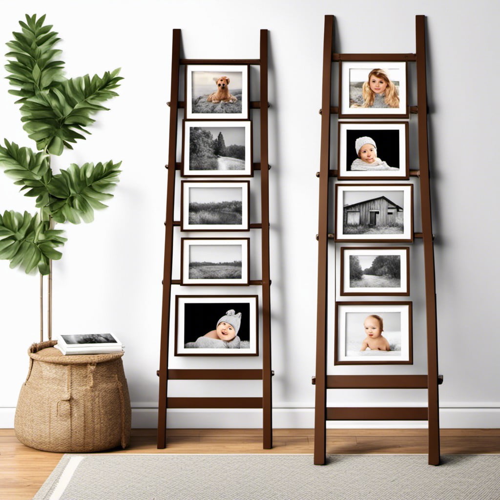 placing photo frames on the rungs
