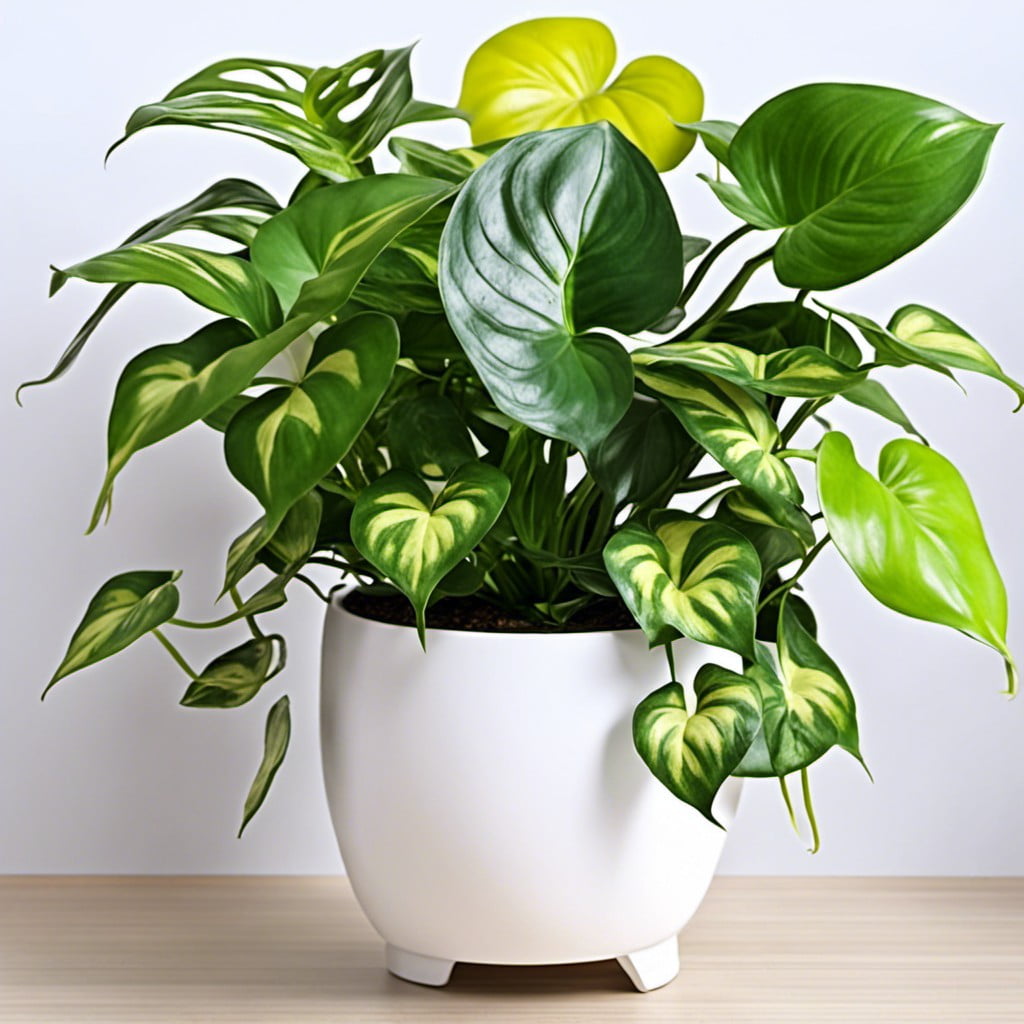 pothos in mixed planter arrangement