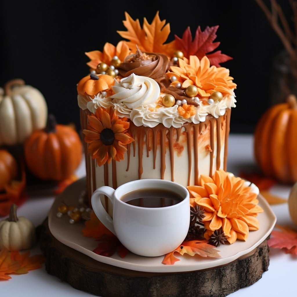 pumpkin spice latte themed cake