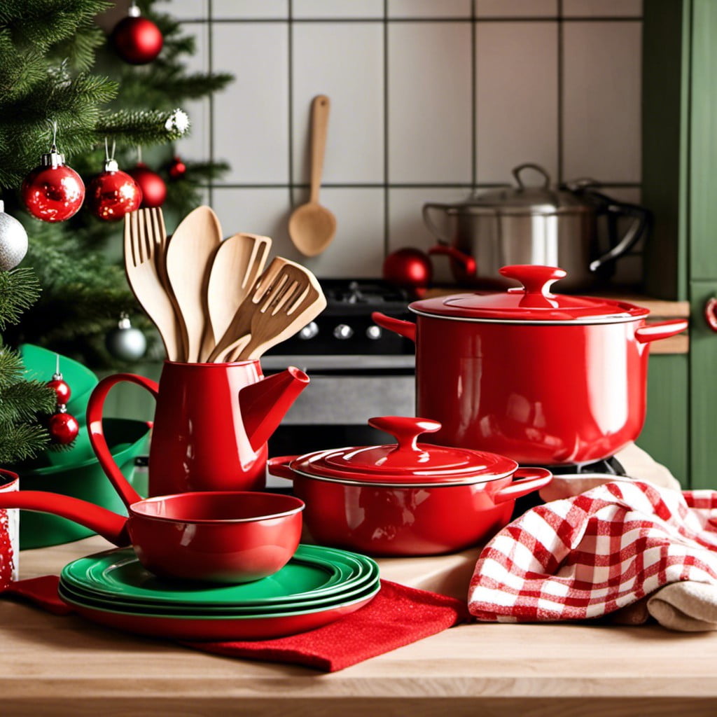 red and green utensil sets