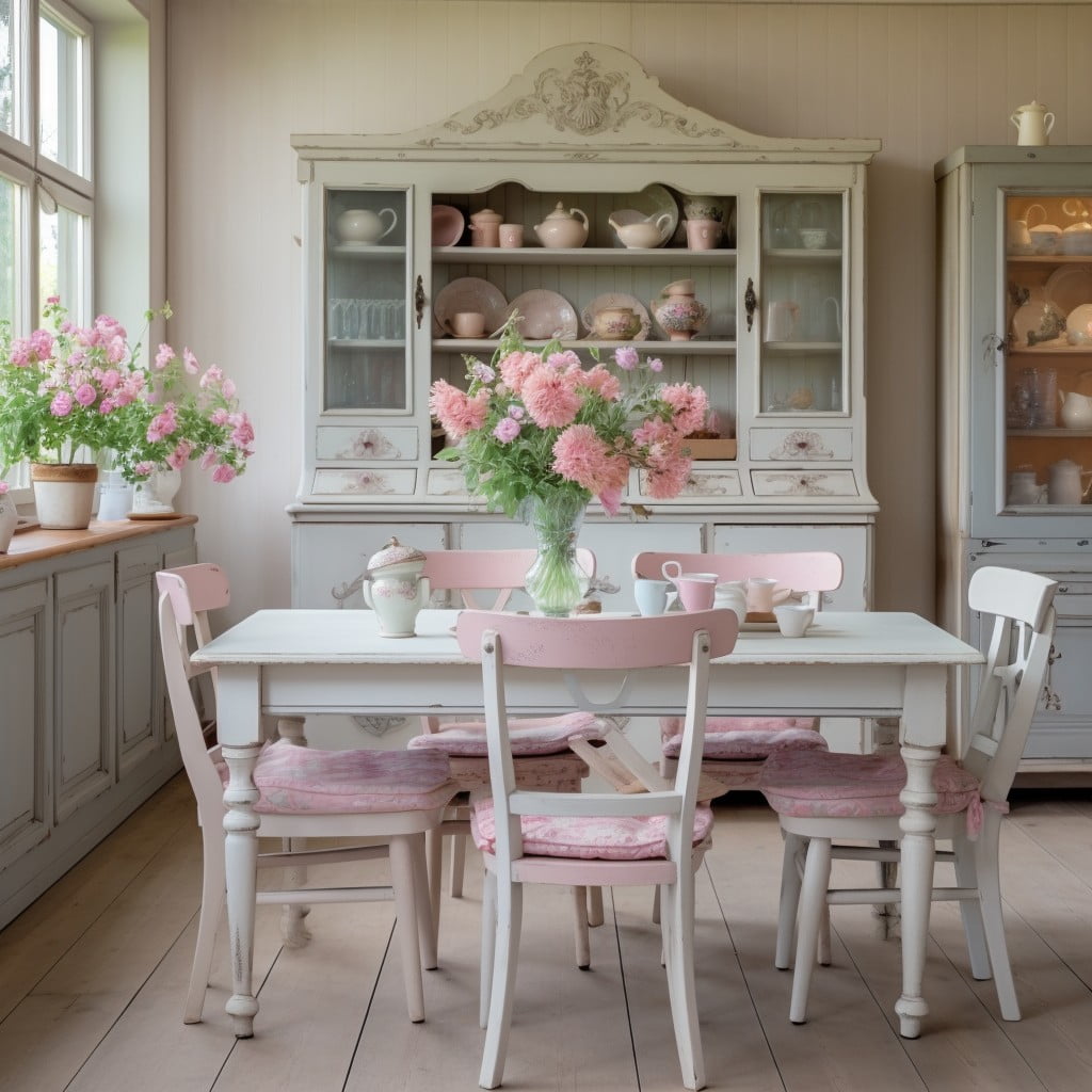 reusing old furniture with white or pastel paint