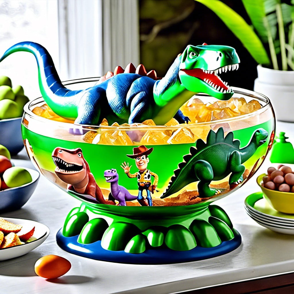 rex dinosaur themed punch bowl