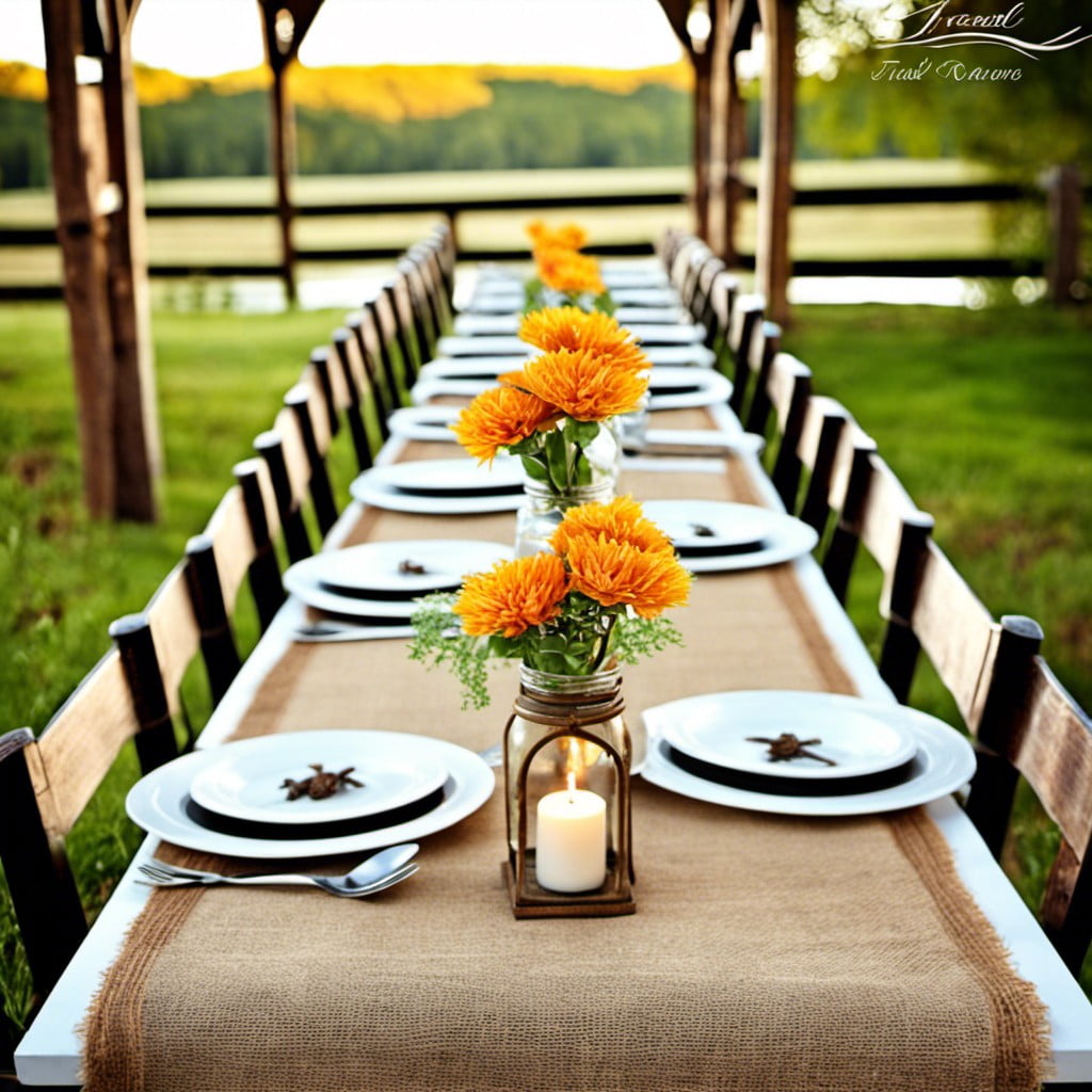 rustic burlap table runners