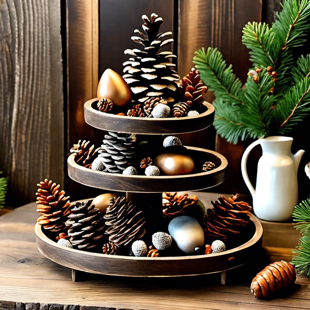 rustic pine cones and acorns