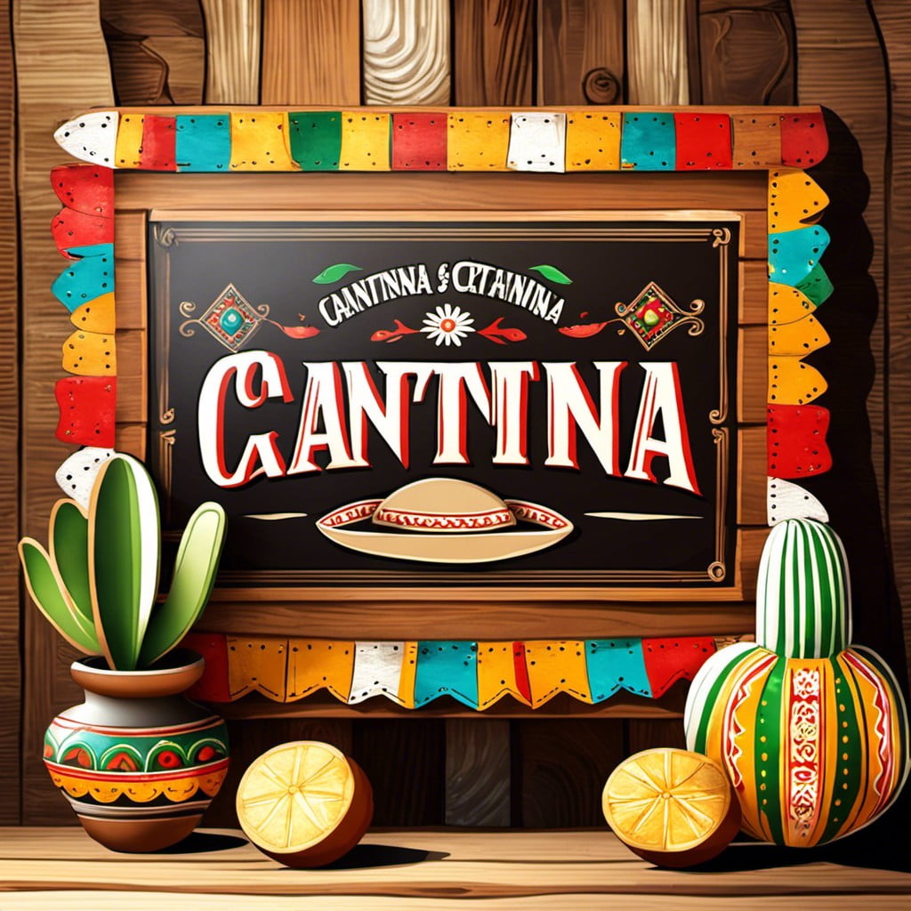 rustic wooden cantina sign