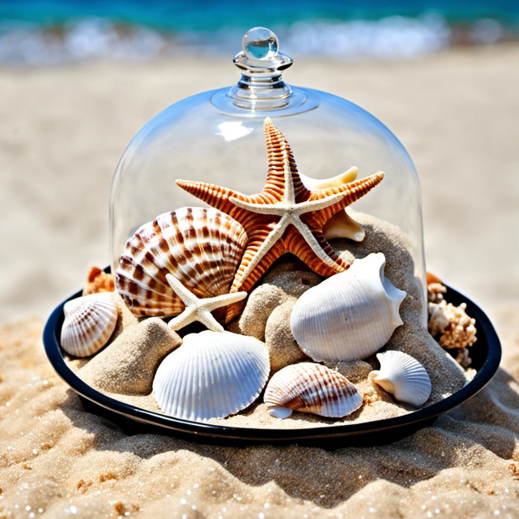 seashell and sand table centerpiece
