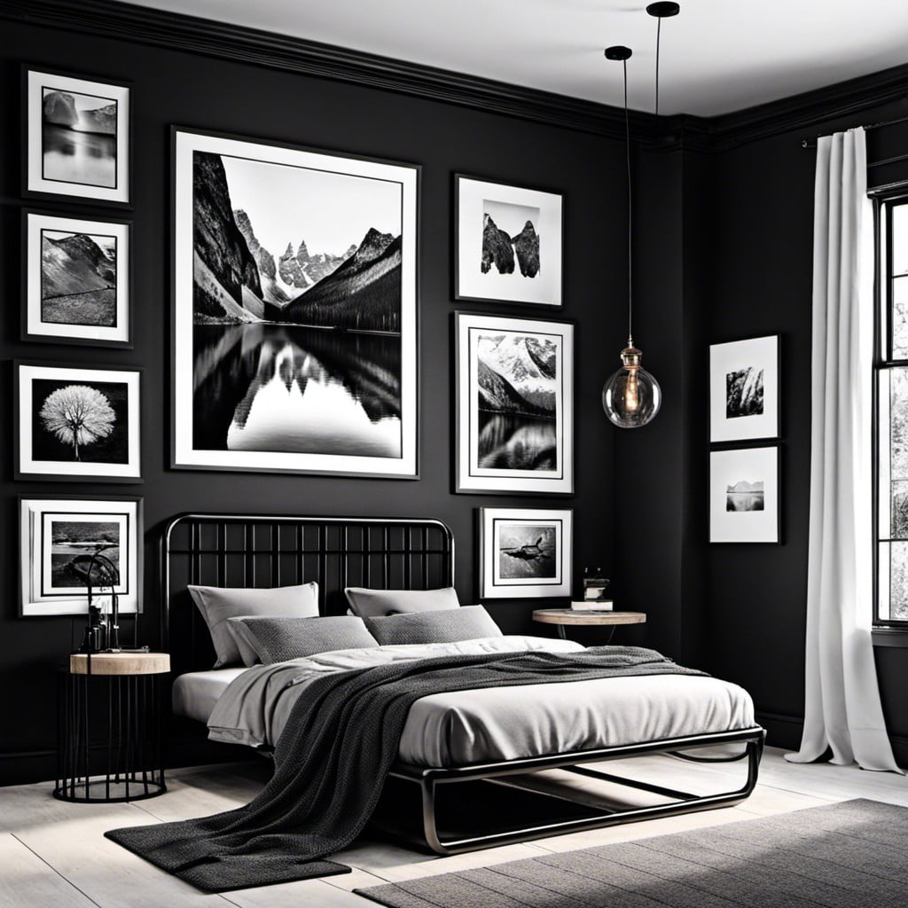 showcase black and white photography on nearby walls