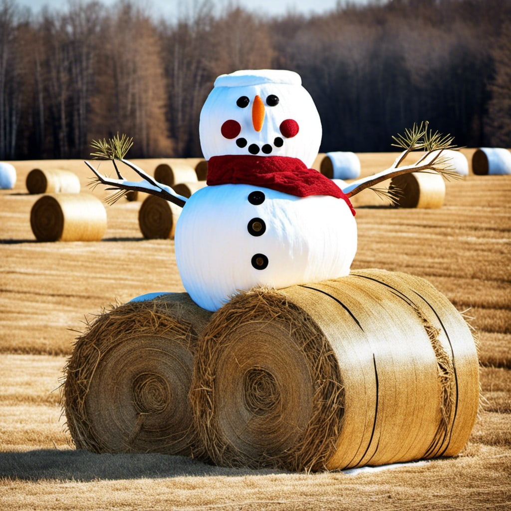 snowman hay bale stacks