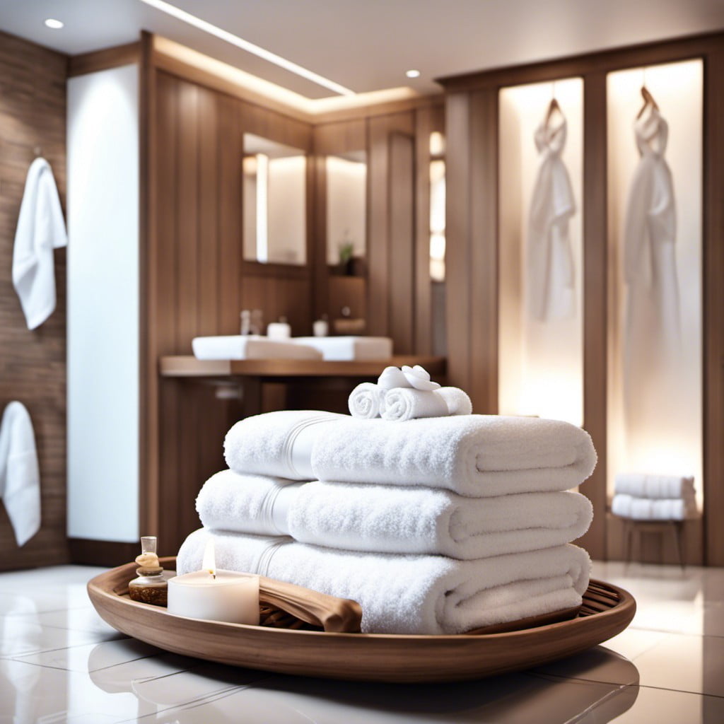 soft plush white robes and towels