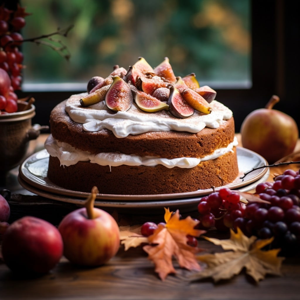 spice cake with figs and pears