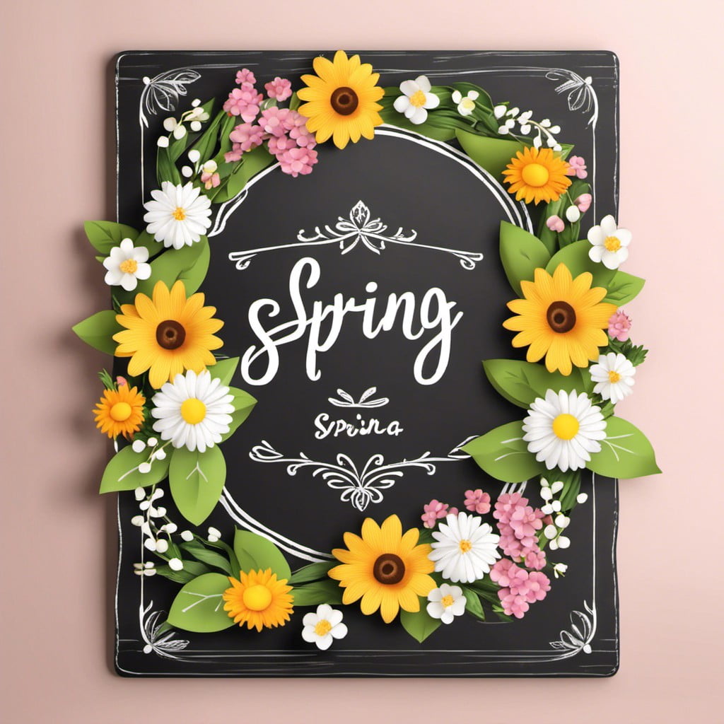 spring themed chalkboard sign