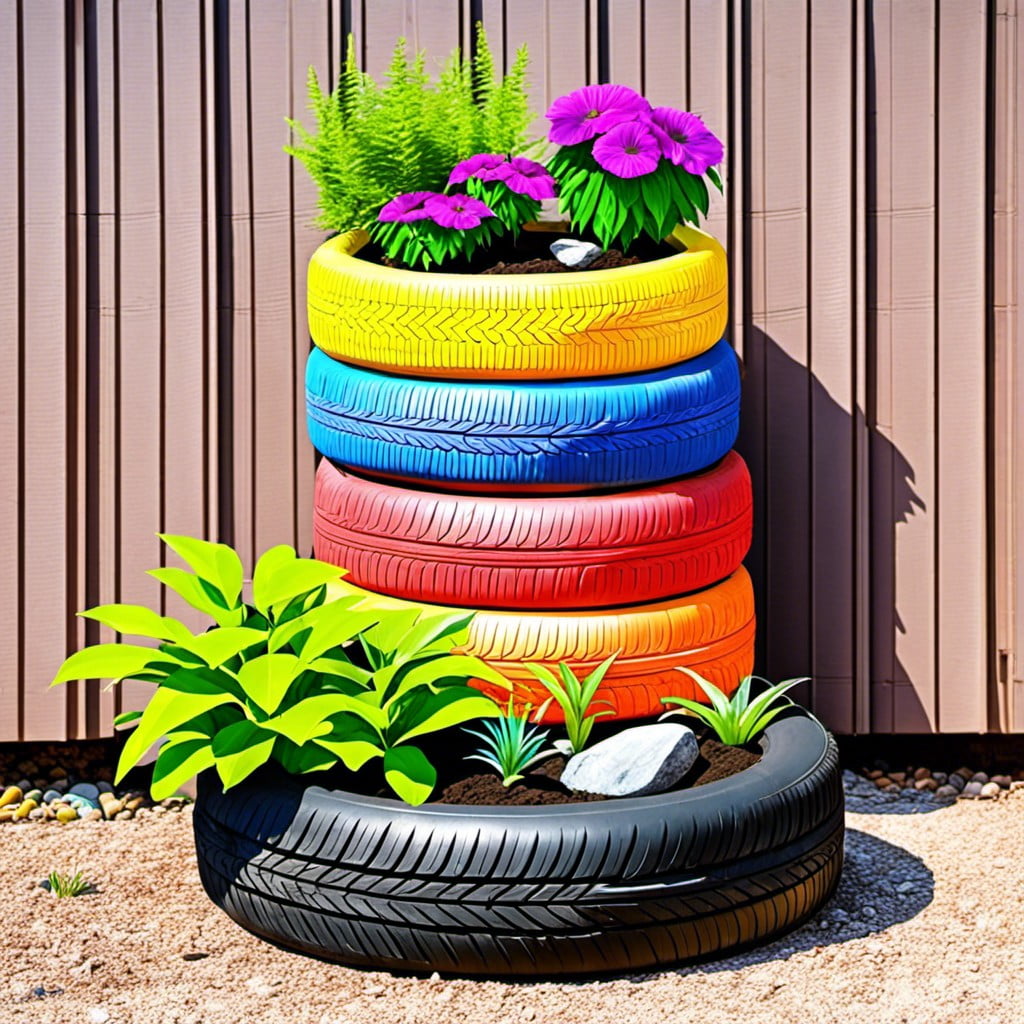 stacked tire garden
