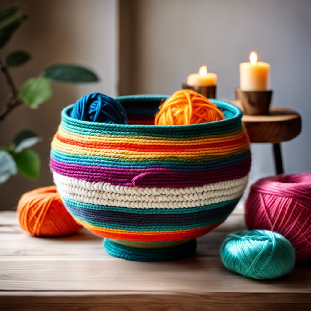 striped yarn bowl