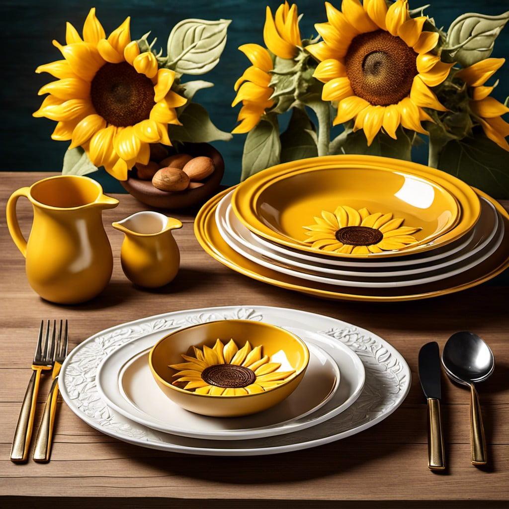 sunflower embossed dinnerware