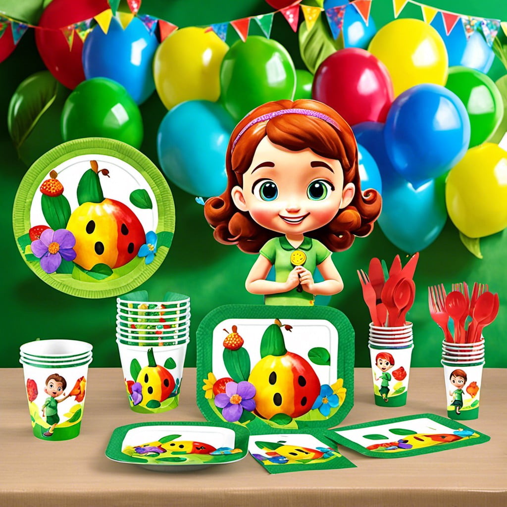 table decoration kits in cocomelon colors
