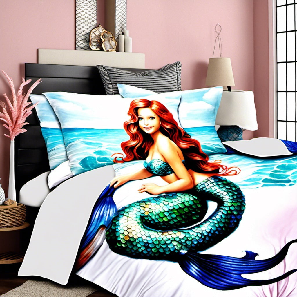 themed bedding with mermaid prints