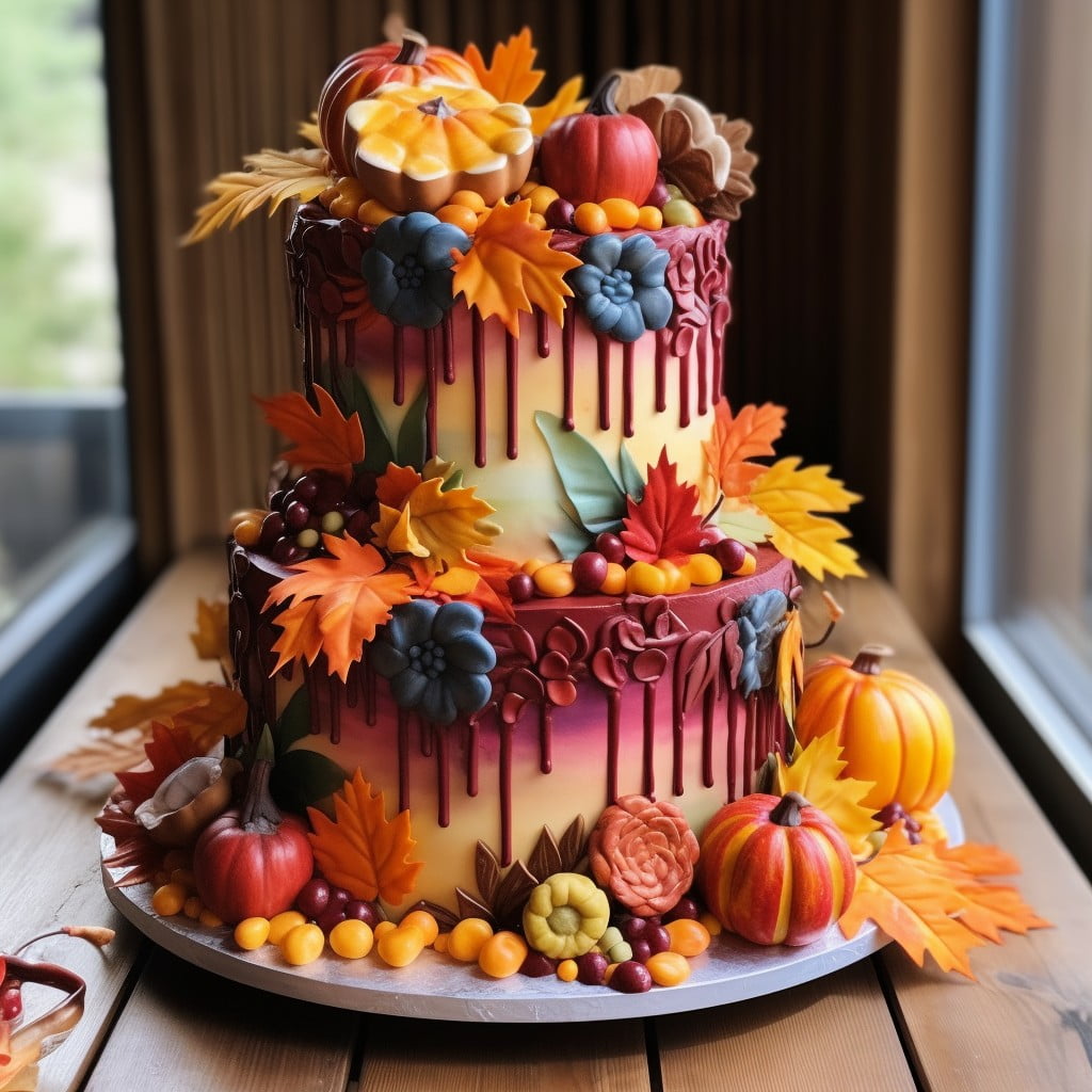 tiered cake featuring fall fruits