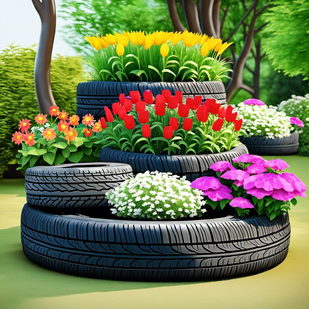 tiered tire garden