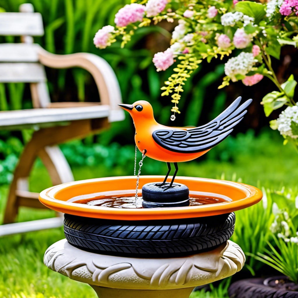 tire bird bath