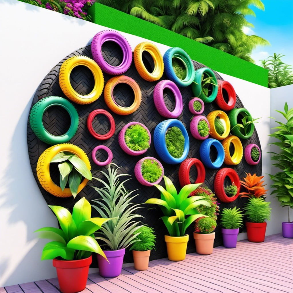 tire garden wall